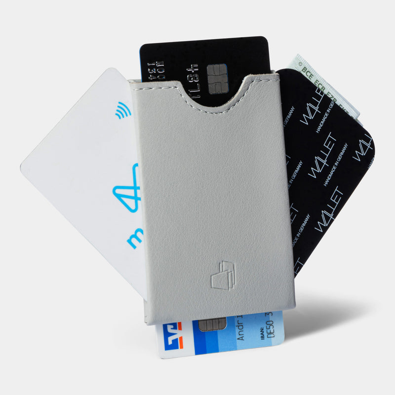 W4LLET | Kreditkarten Etui | Glattleder Platin | RFID-SCHUTZ